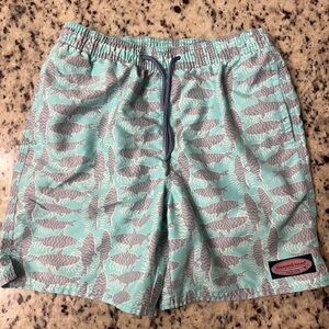 Vineyard Vines Boys Mint Shark Print Swim Trunks